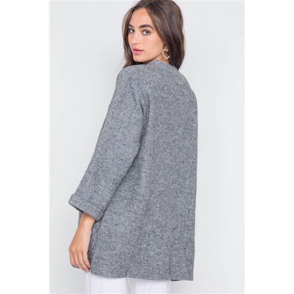 HEATHER GRAY OPEN FRONT CARDIGAN - Picture 2 of 5